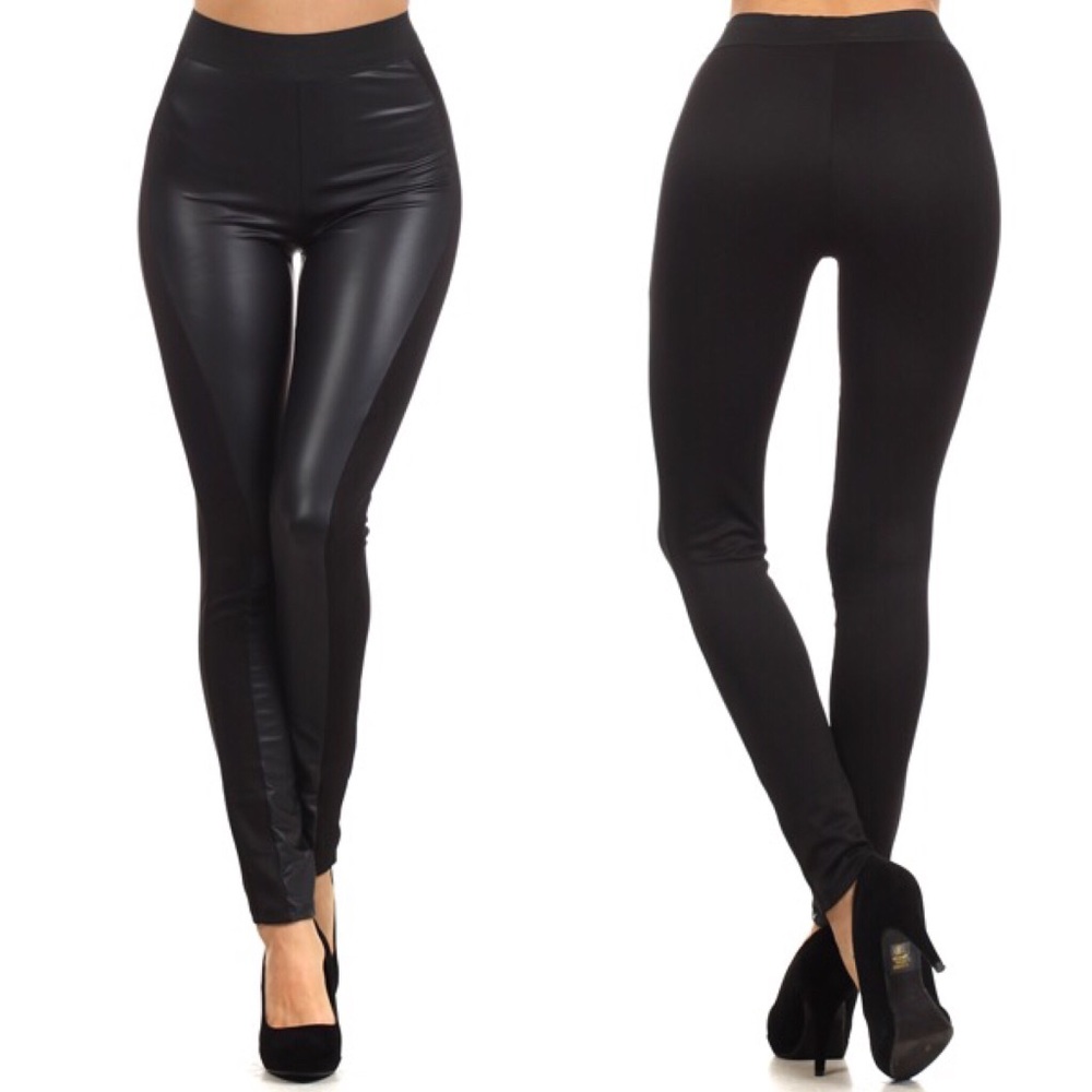 Black Matte Leather Inspired Leggings